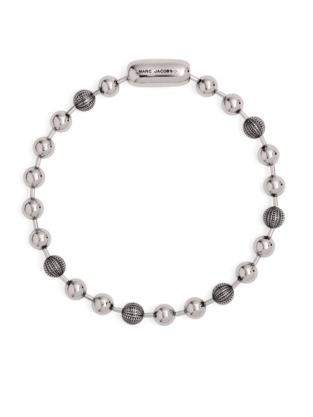 Marc Jacobs logo雕刻球形搭链项链 - 银色