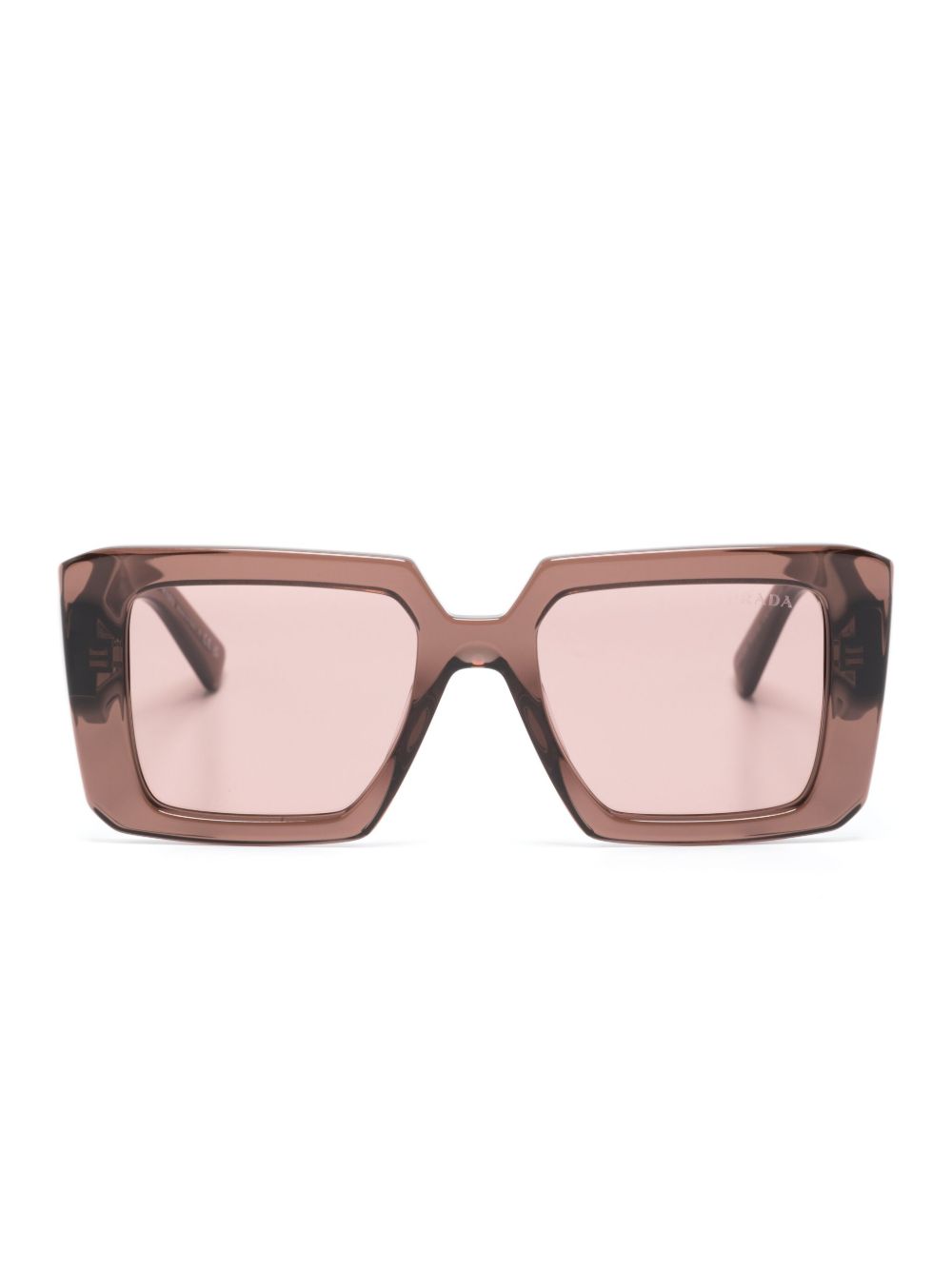 Prada Eyewear logo印花方框太阳眼镜 - 褐色