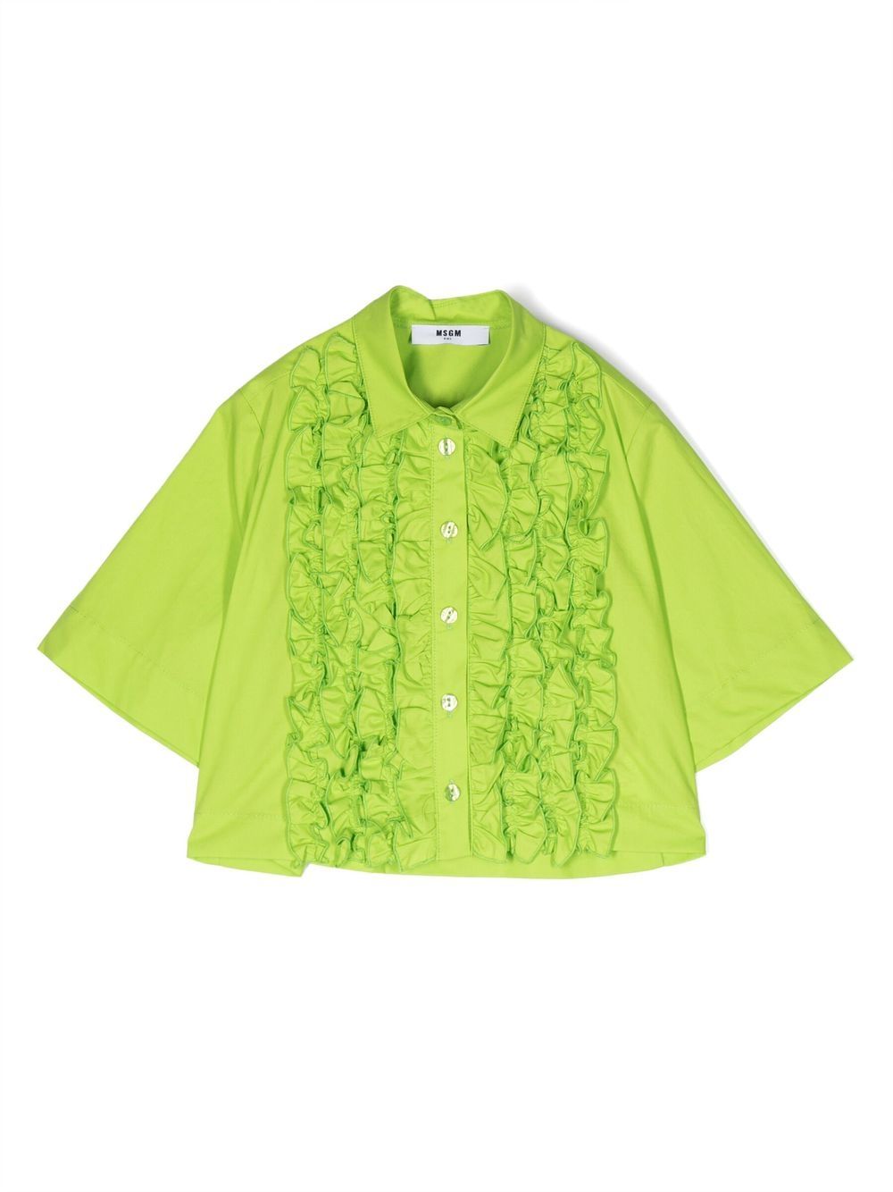 MSGM Kids 荷叶边饰细节衬衫 - 绿色