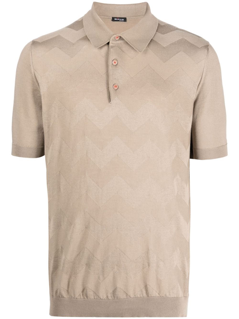 Kiton 波浪图案短袖polo衫 - 中性色