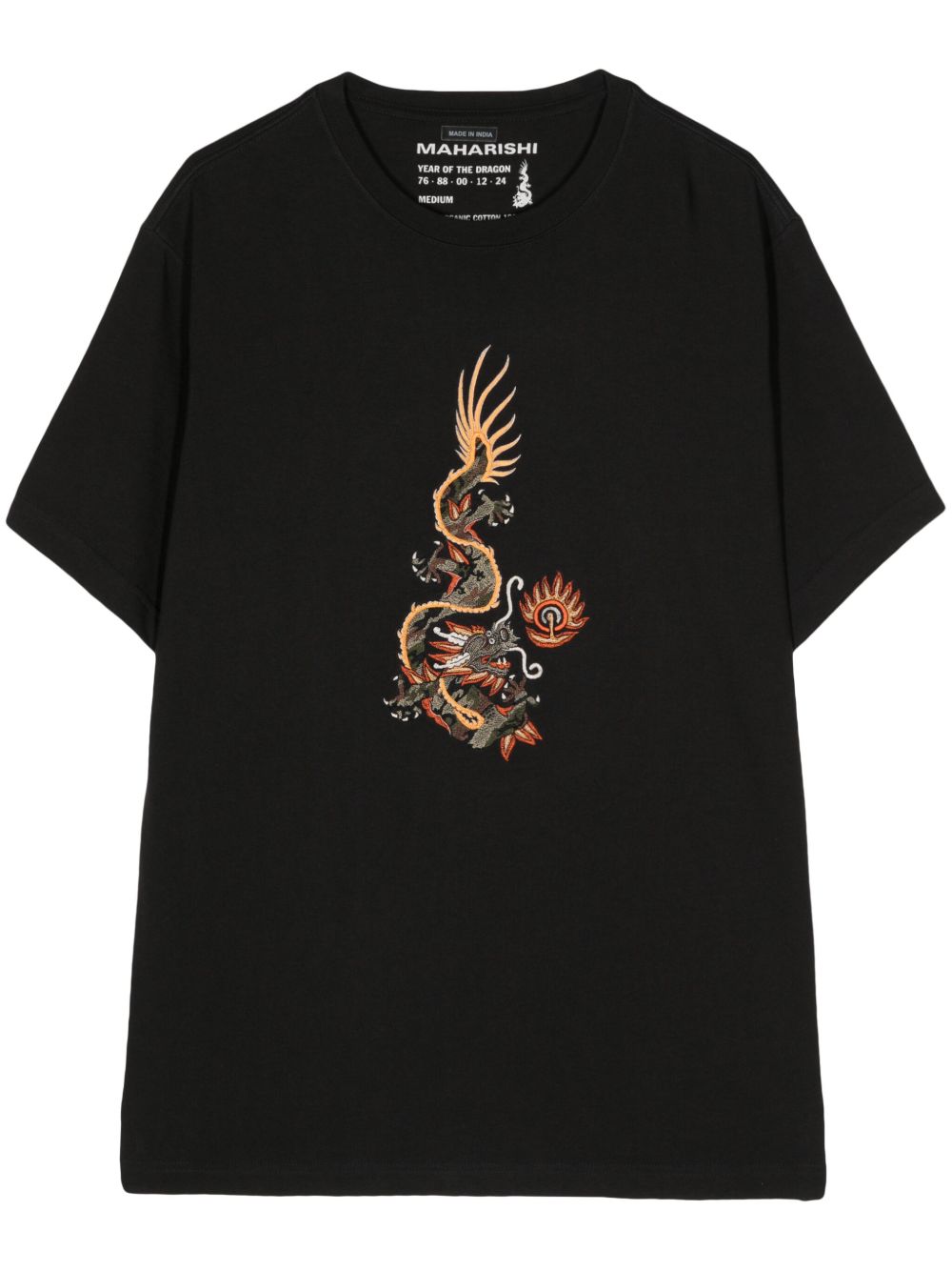 Maharishi Dragon 刺绣棉T恤 - 黑色