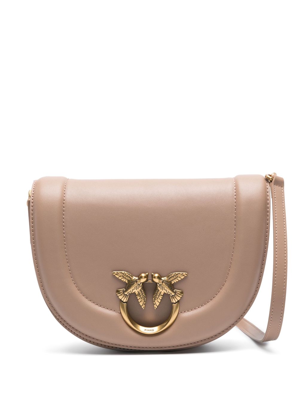 PINKO Love Birds 皮质斜挎包 - 褐色