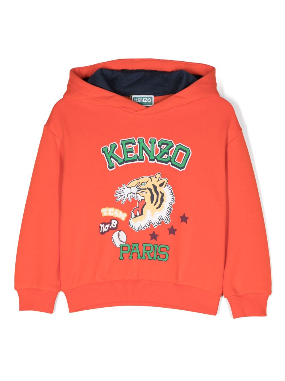 Kenzo Kids logo印花棉连帽衫 - 红色