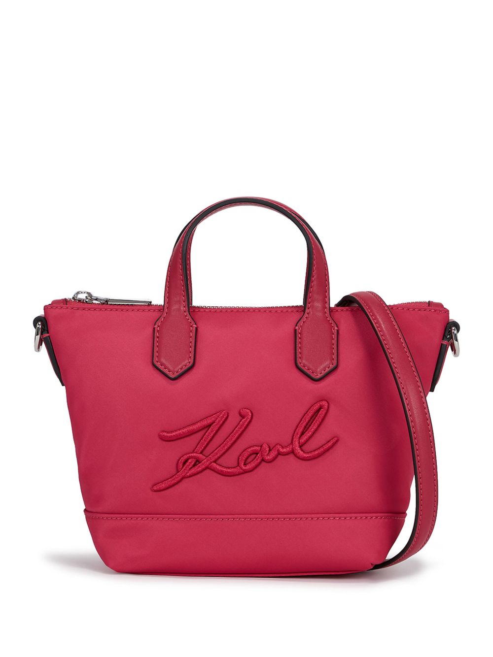 Karl Lagerfeld K/Signature logo贴花小号托特包 - 红色