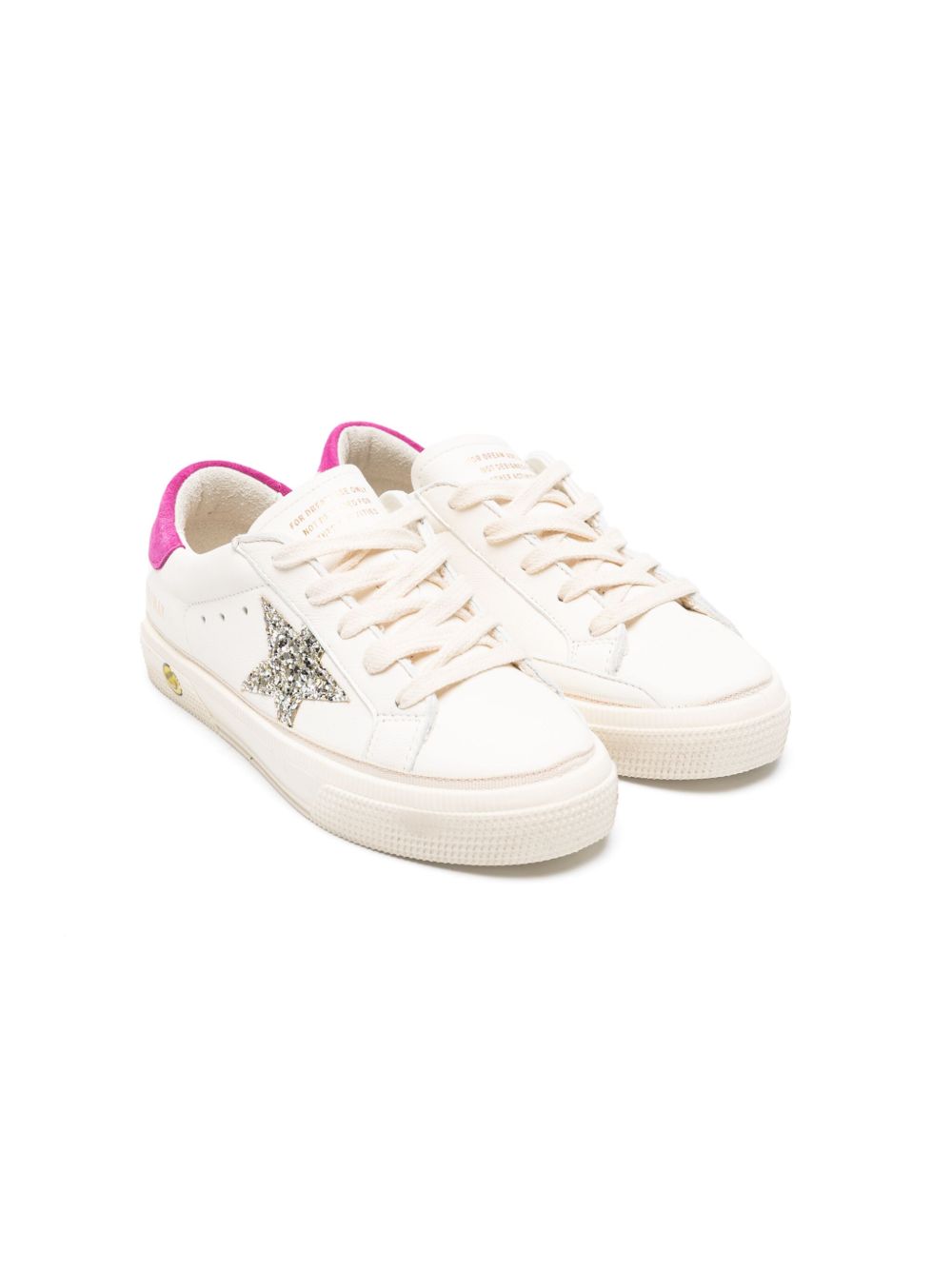 Golden Goose Kids May Young 皮质运动鞋 - 白色