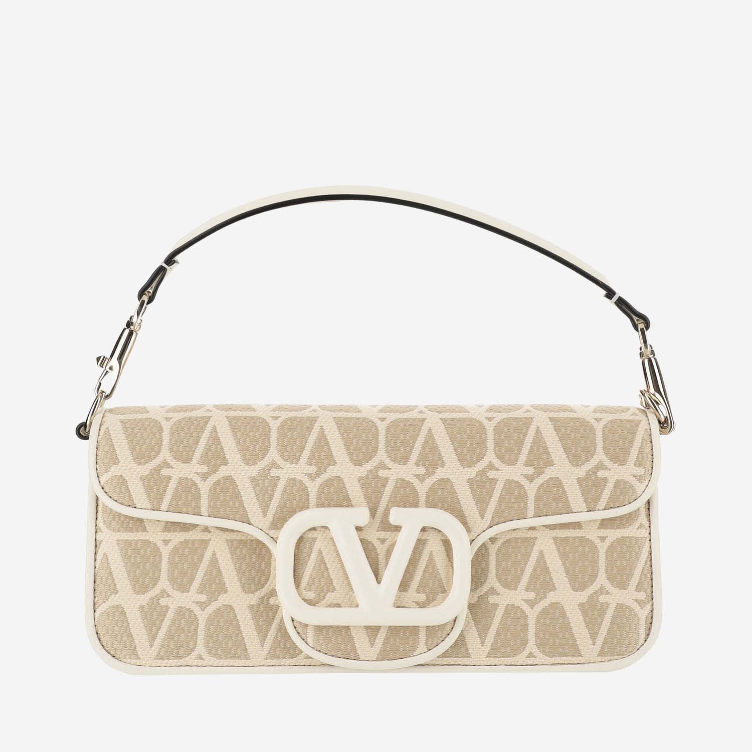 Valentino Garavani Locò Shoulder Bag In Raffia Toile Iconographe