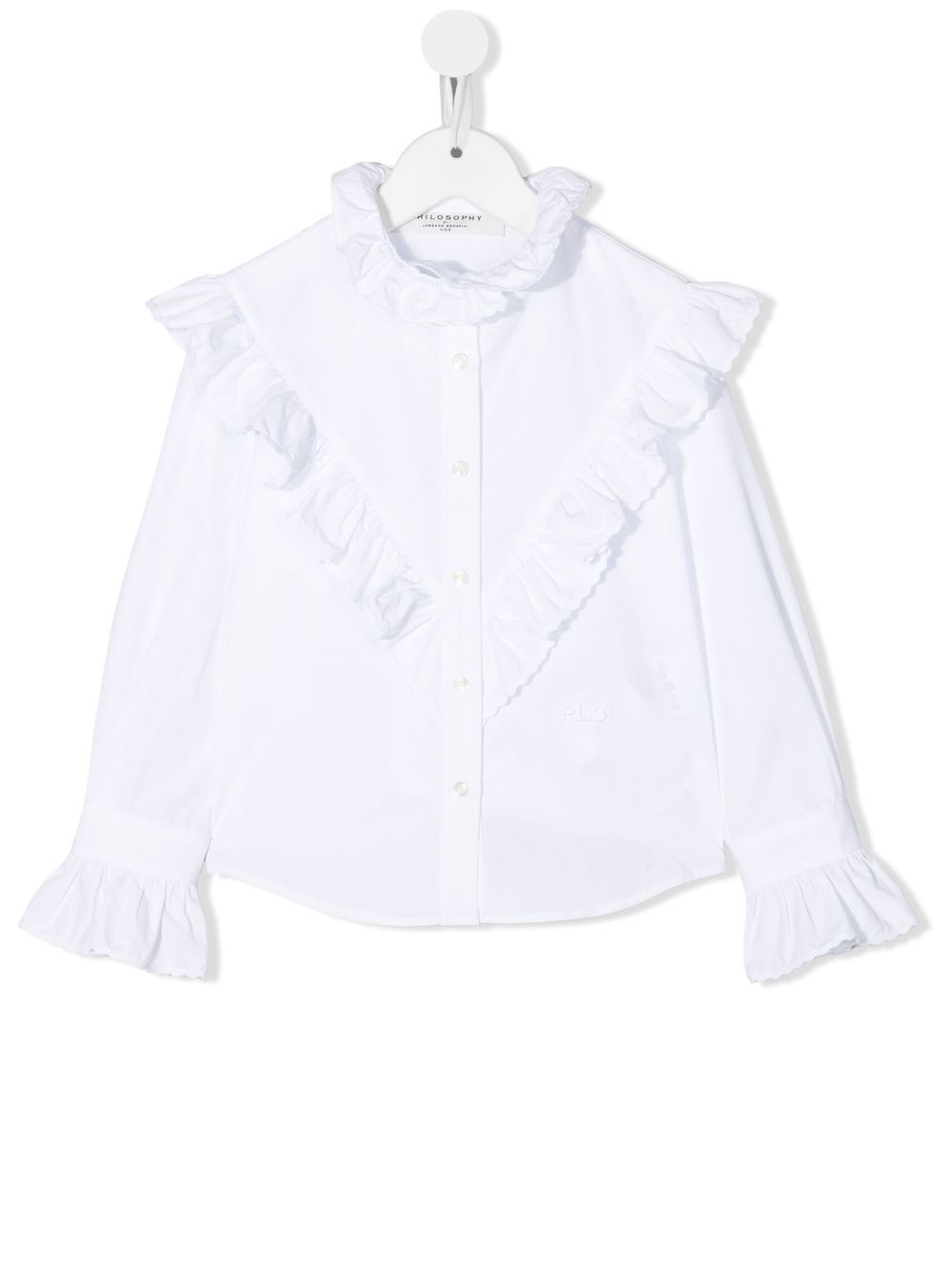 Philosophy Di Lorenzo Serafini Kids 荷叶边长袖罩衫 - 白色