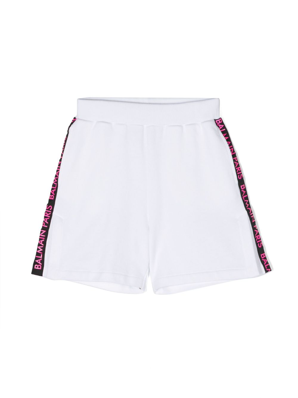 Balmain Kids logo印花棉短裤 - 白色