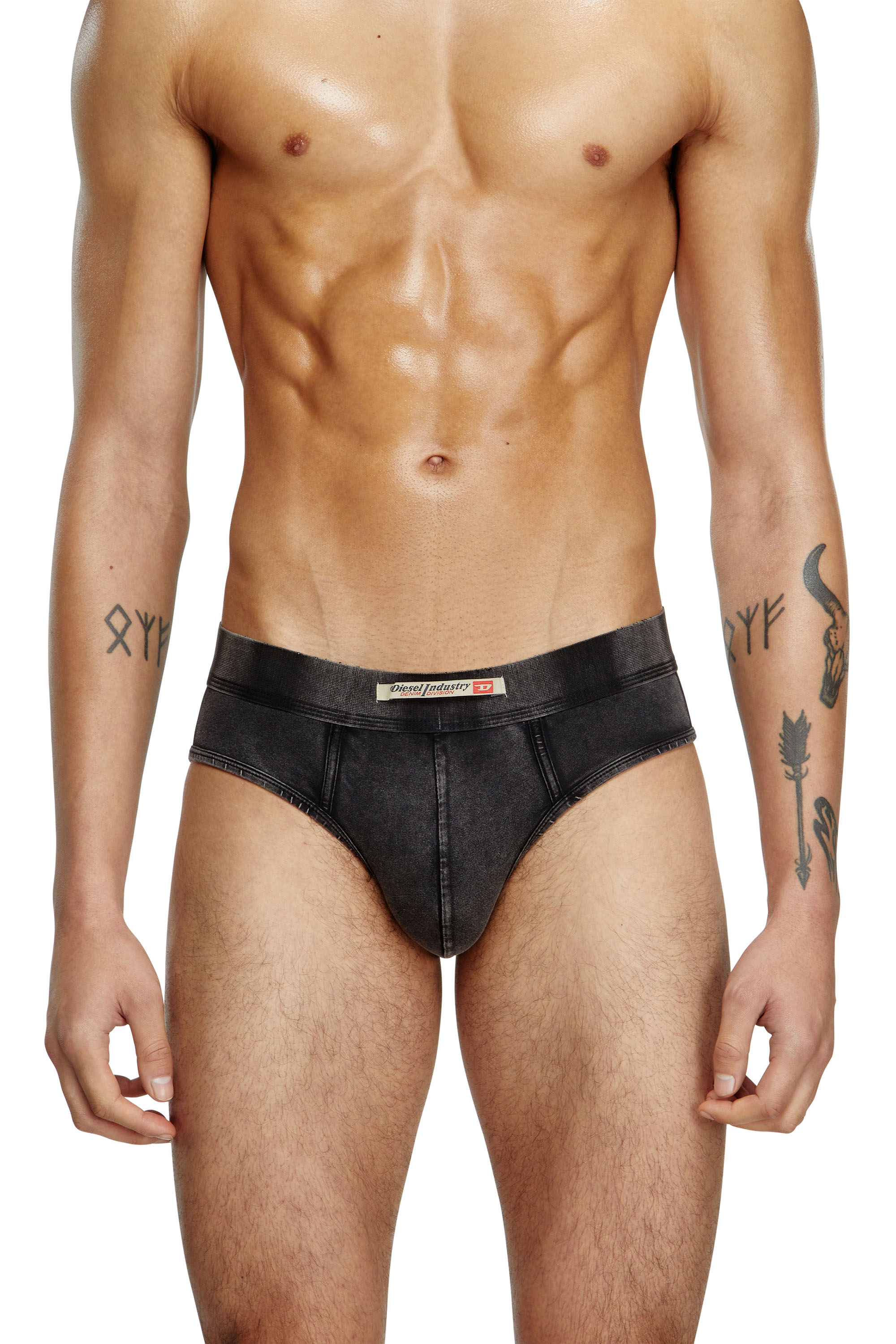 Diesel - Briefs in denim-effect cotton - Briefs - Man - Black