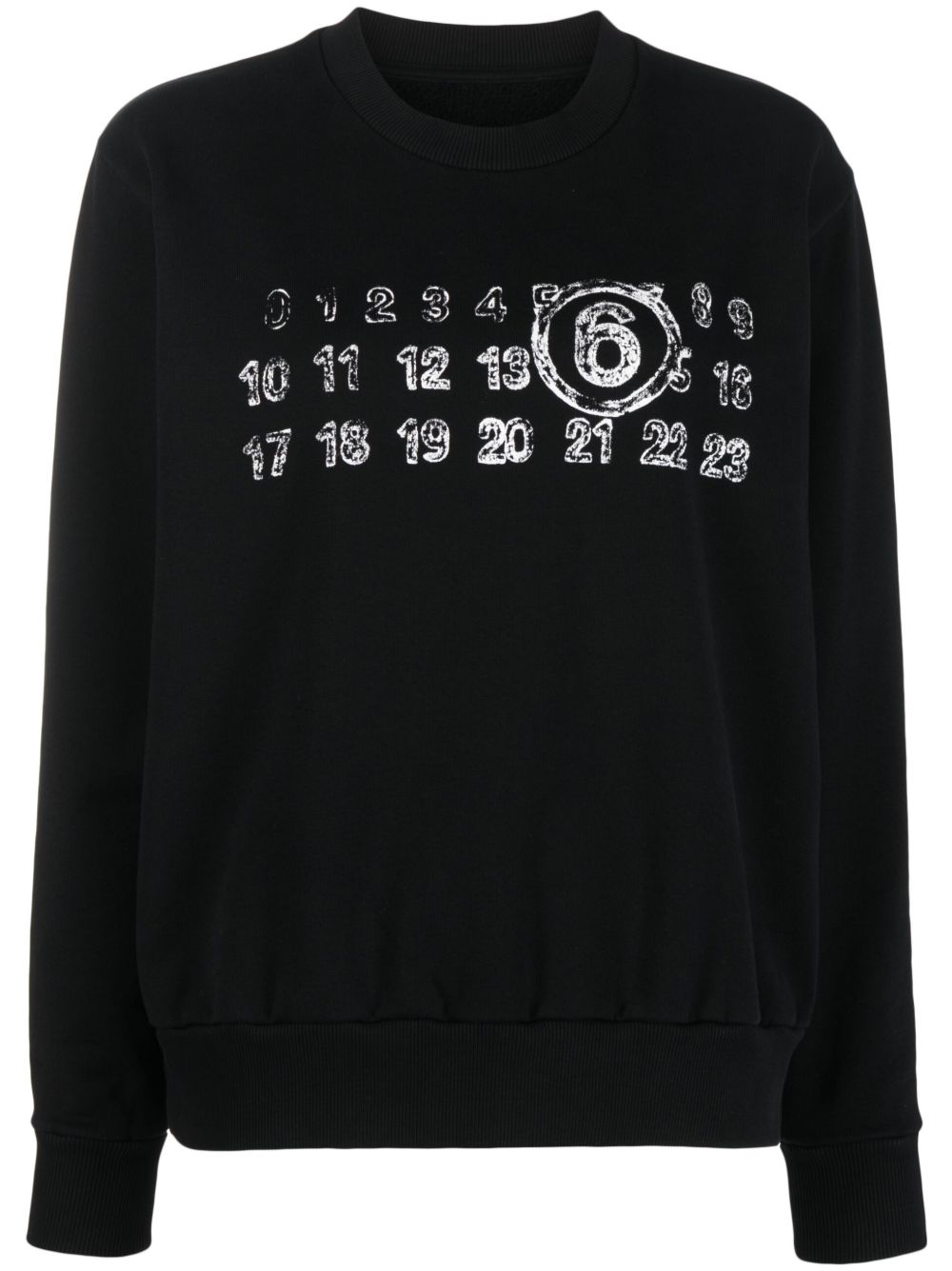 MM6 Maison Margiela 数字图案棉连帽衫 - 黑色