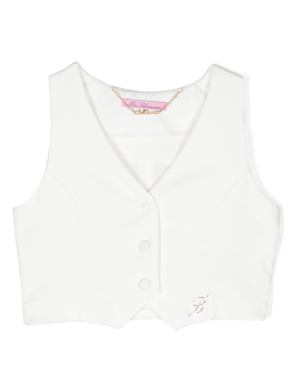 Miss Blumarine logo标牌V领马甲 - 白色