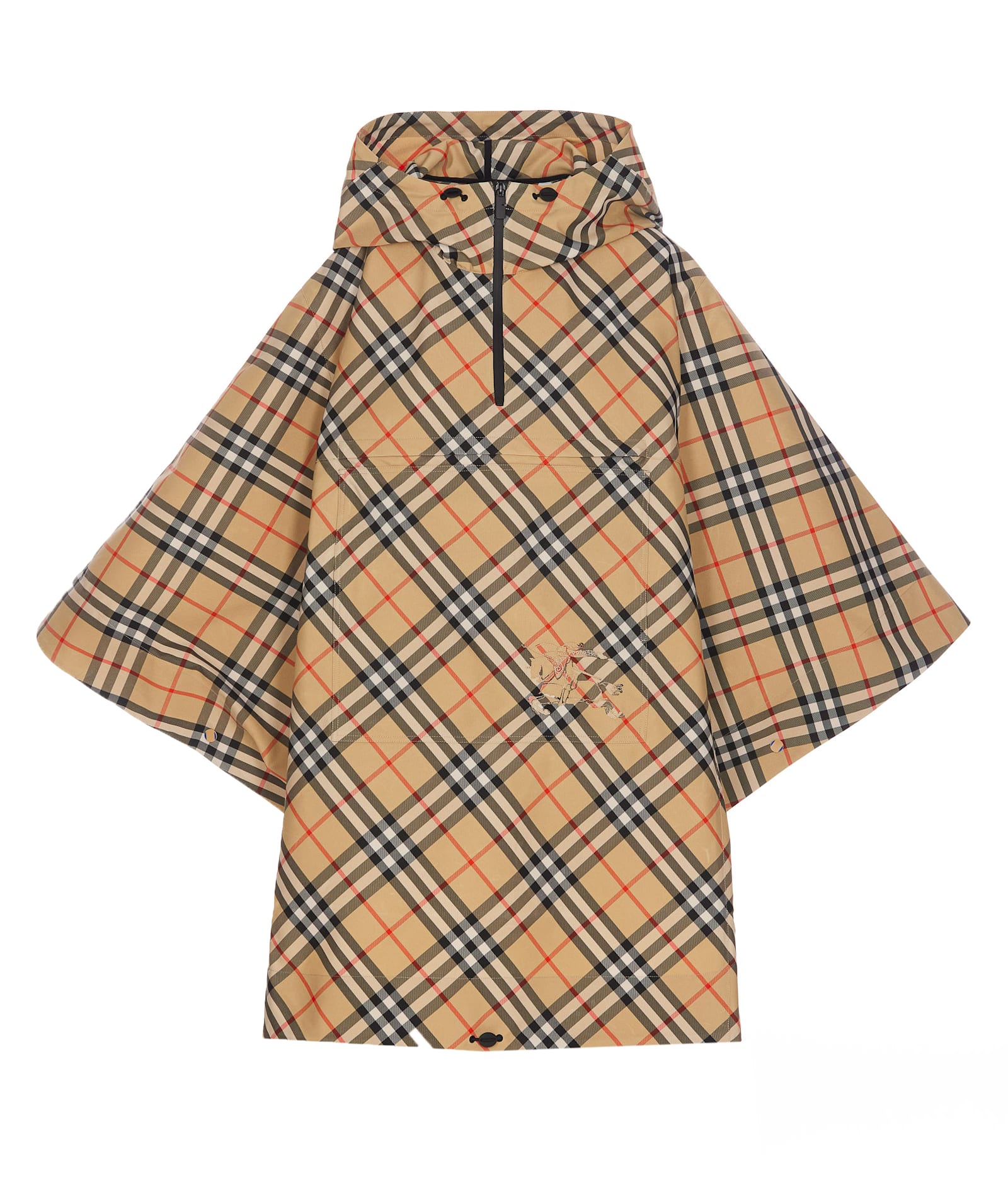 Burberry格纹带帽斗篷