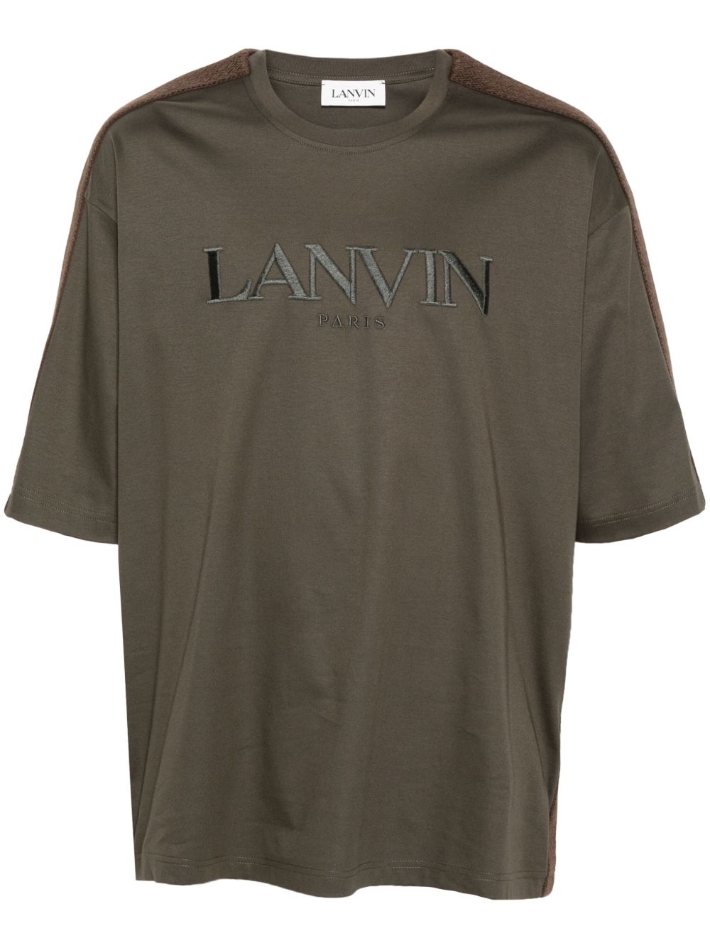 Lanvin logo刺绣棉T恤 - 绿色