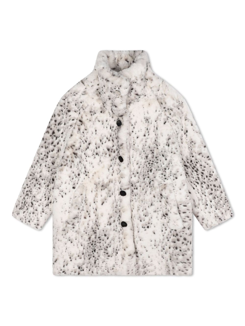 Givenchy Kids logo贴花人造皮草外套 - 中性色