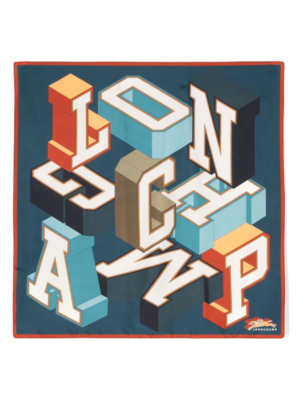 Longchamp Longchamp University 真丝围巾 - 蓝色