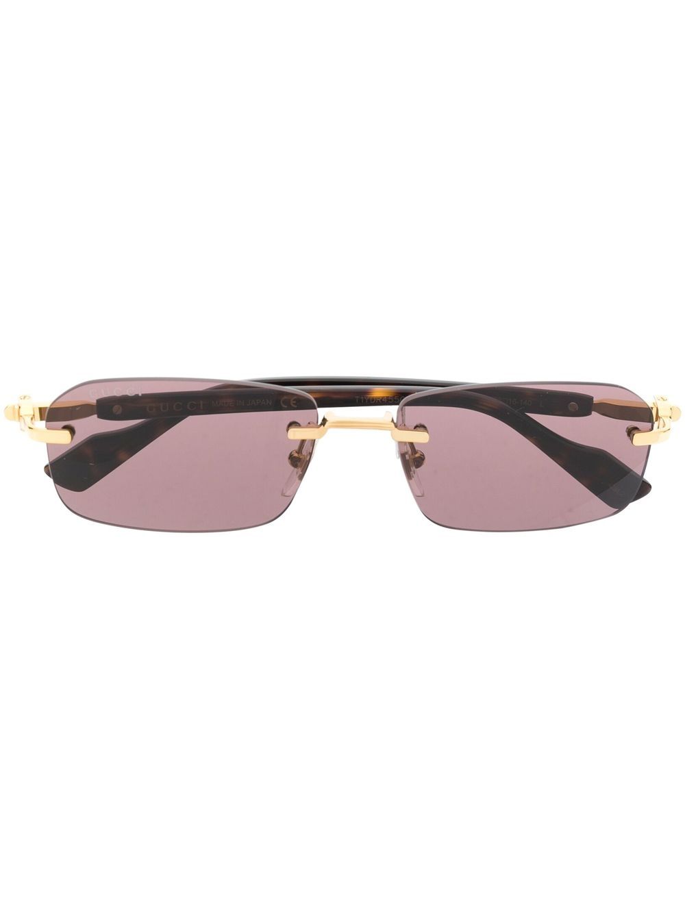 Gucci Eyewear 长方形无框太阳眼镜 - 褐色