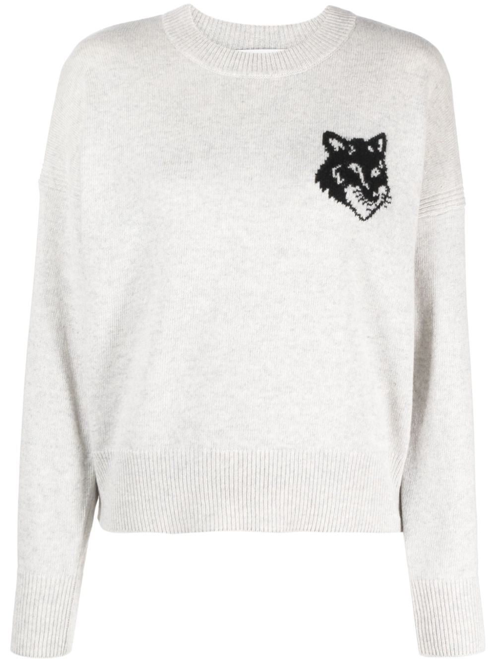 Maison Kitsuné logo嵌花毛衣 - 灰色