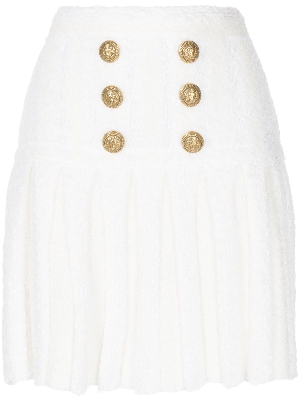 Balmain 搭扣褶饰迷你半身裙 - 白色