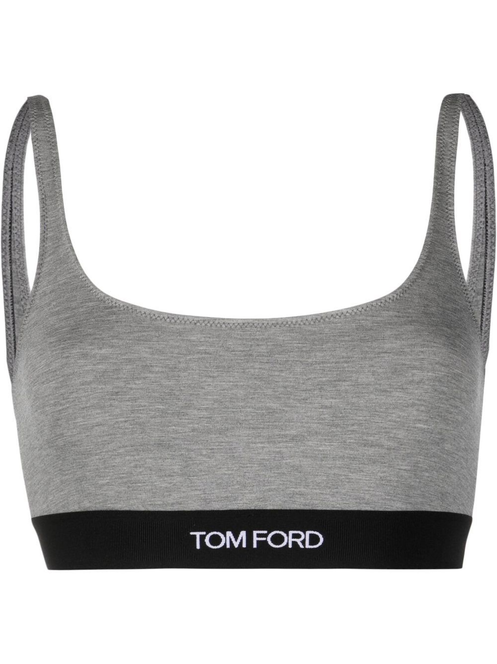 TOM FORD logo织带文胸 - 灰色