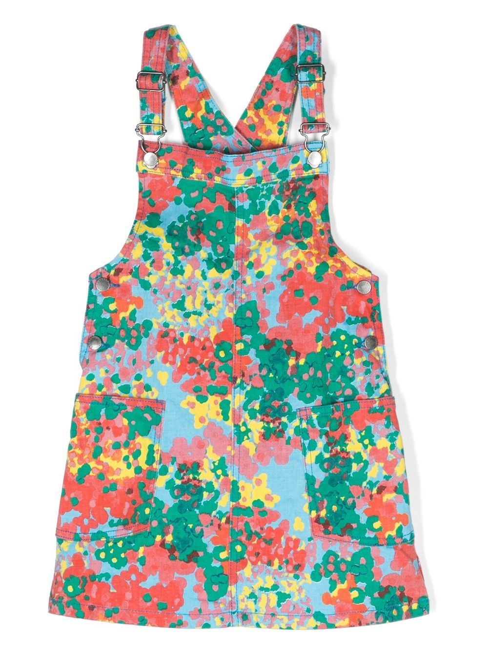 Stella McCartney Kids 抽象印花牛仔背带连衣裙 - 粉色