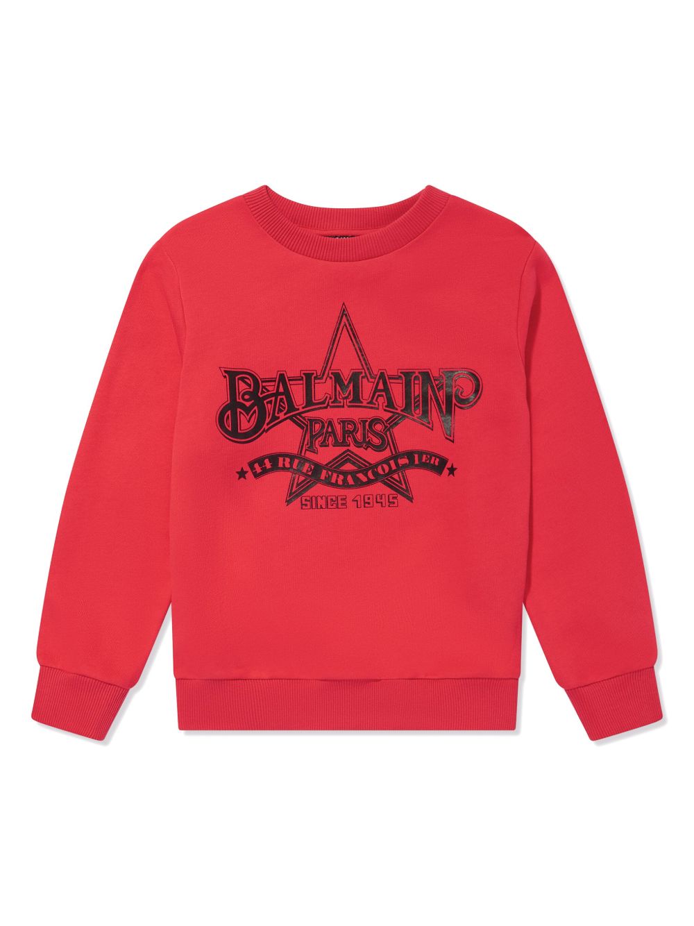 Balmain Kids logo印花棉卫衣 - 红色