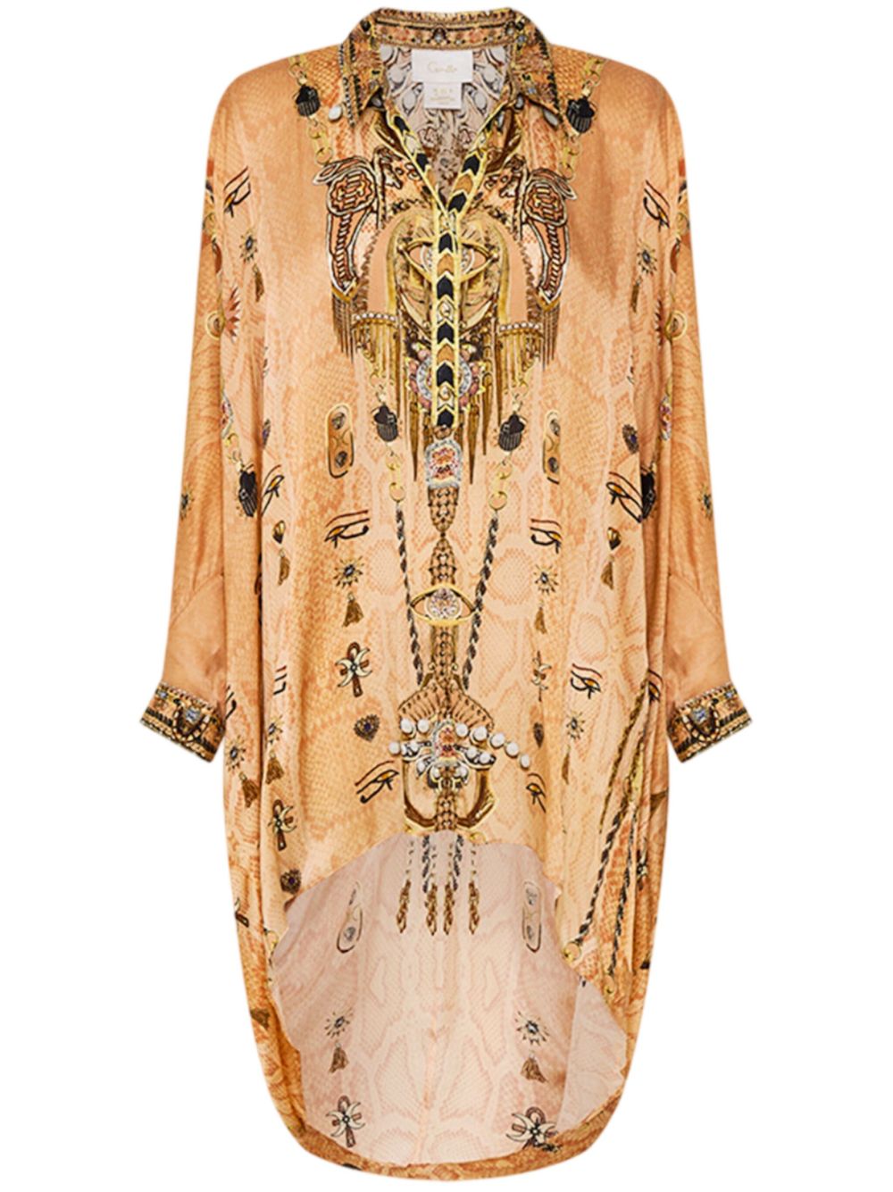Camilla draped button-up top - 中性色