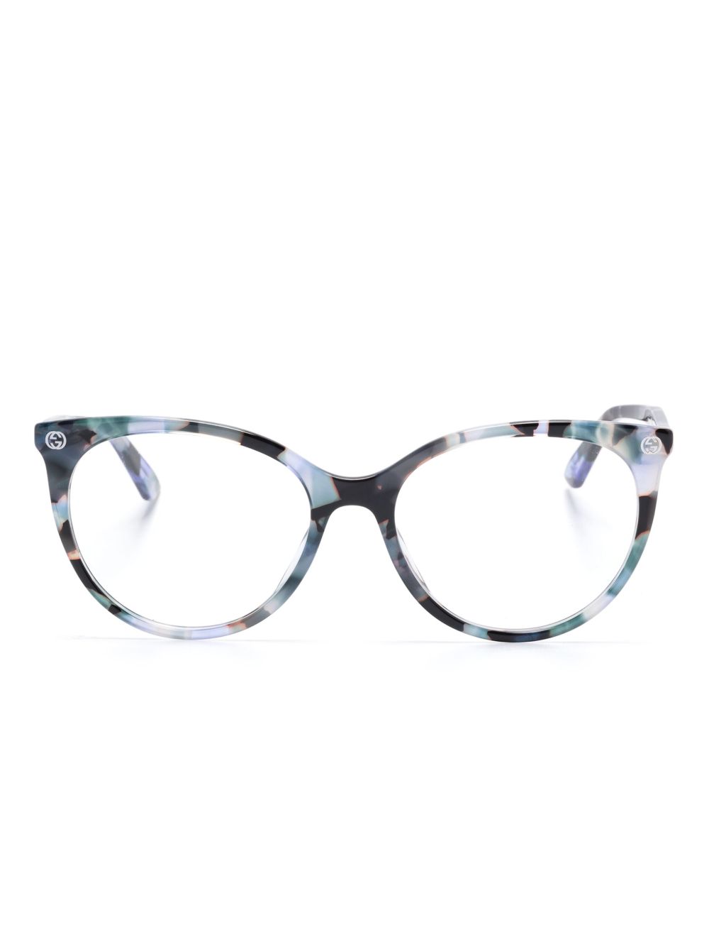 Gucci Eyewear 玳瑁纹效果眼镜 - 蓝色