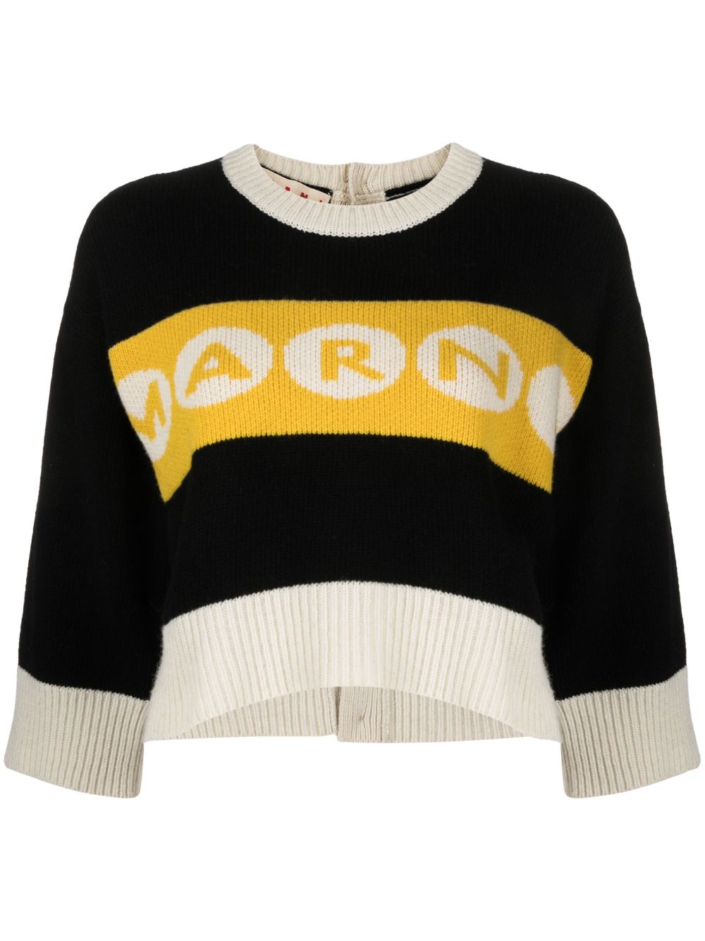 Marni logo嵌花短款毛衣 - 黑色
