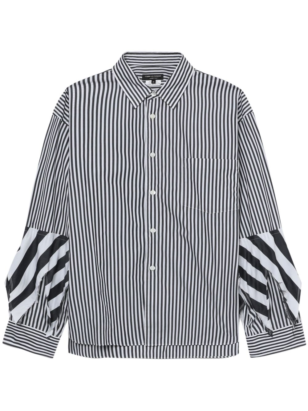 Comme des Garçons Homme Plus 对比条纹衬衫 - 白色