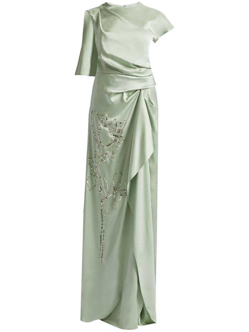 ERDEM 不对称短袖礼服 - 绿色