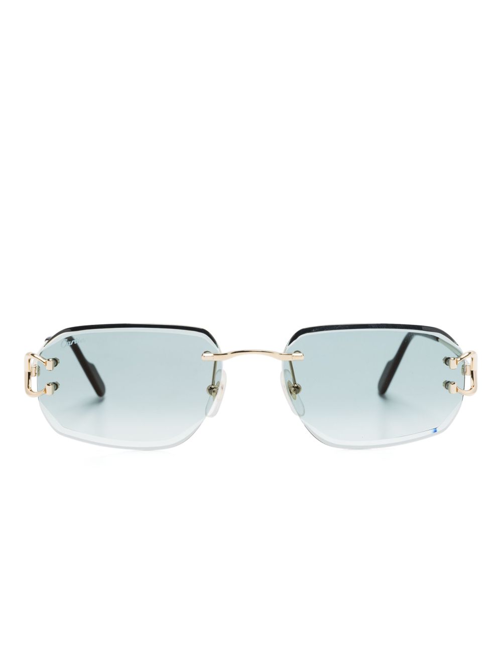 Cartier Eyewear 长方形无框太阳眼镜 - 金色