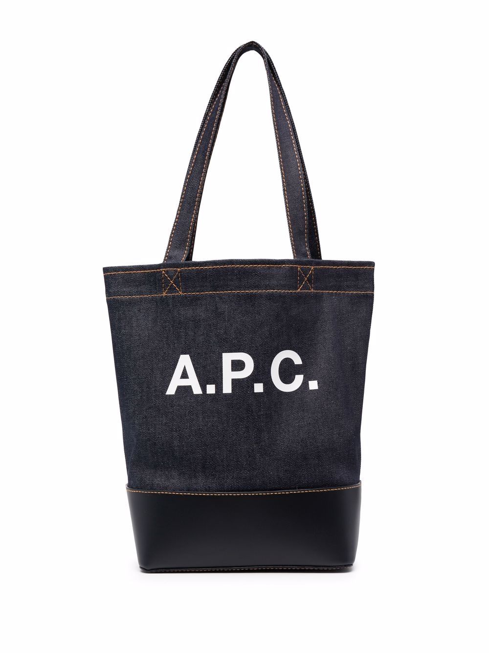 A.P.C. logo牛仔手提包 - 蓝色