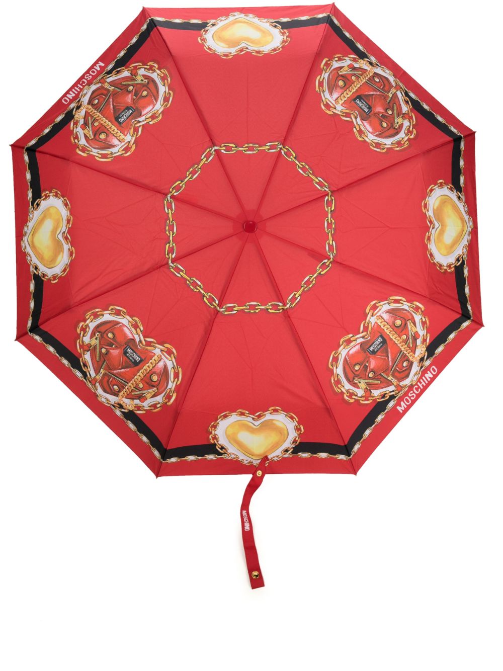 Moschino 图案印花轻便雨伞 - 红色