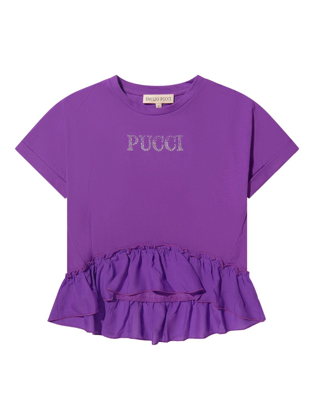 PUCCI Junior logo缀饰棉T恤 - 紫色