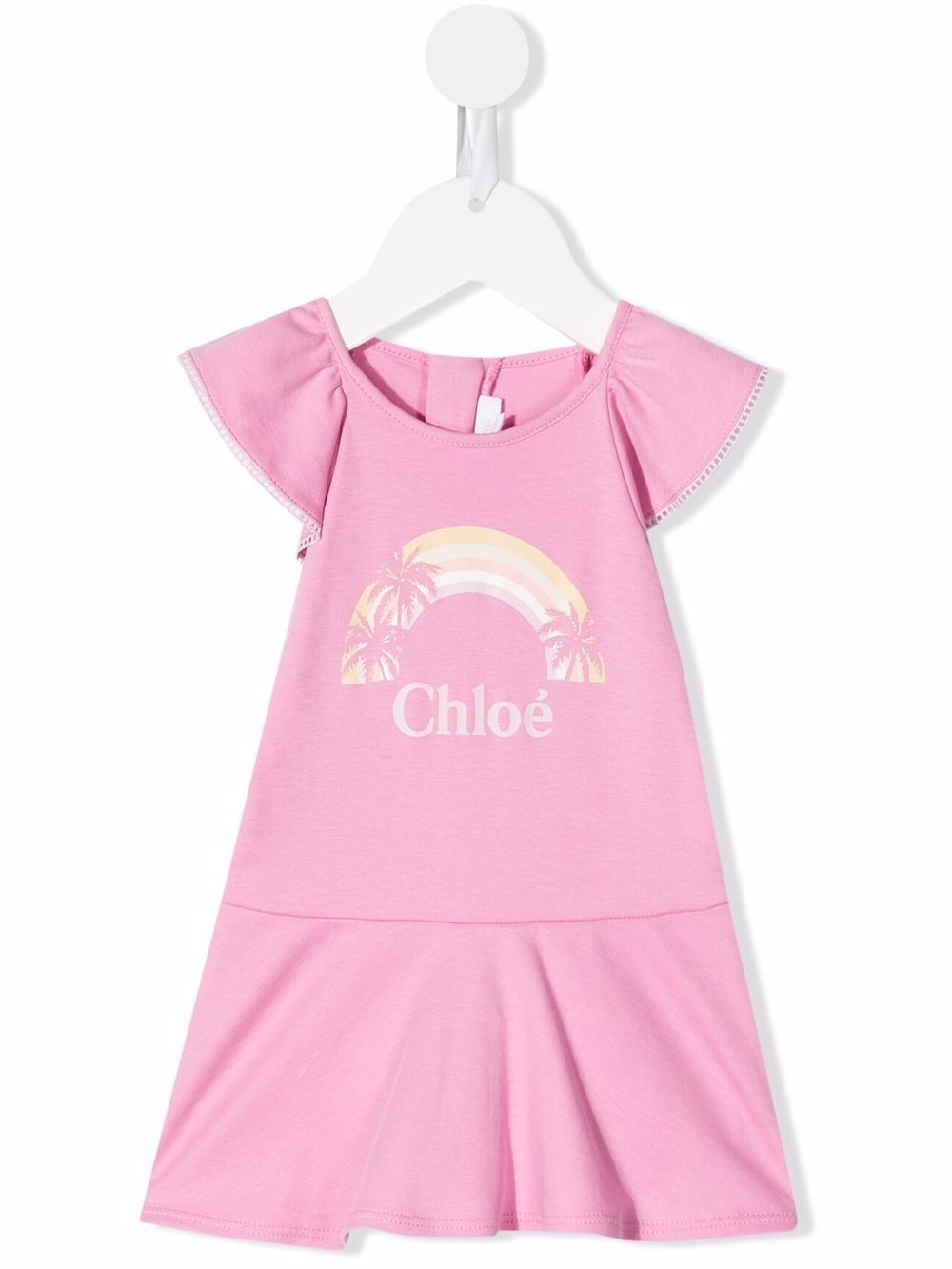 Chloé Kids 彩虹logo印花T恤式连衣裙 - 粉色