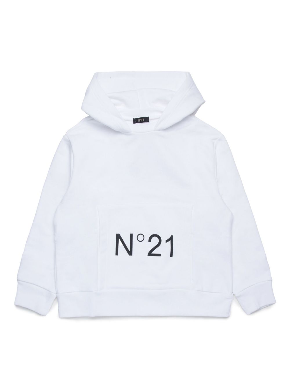 Nº21 Kids logo印花棉连帽衫 - 白色