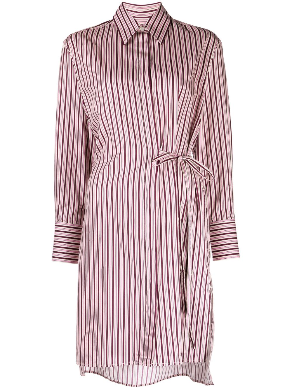 Maison Kitsuné 条纹衬衫式迷你连衣裙 - 粉色