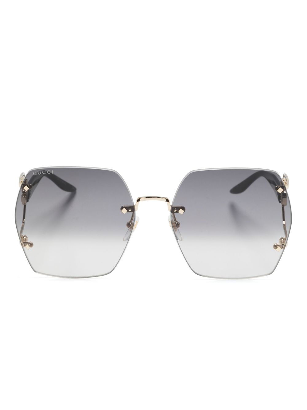 Gucci Eyewear Double G 超大镜框太阳眼镜 - 黑色