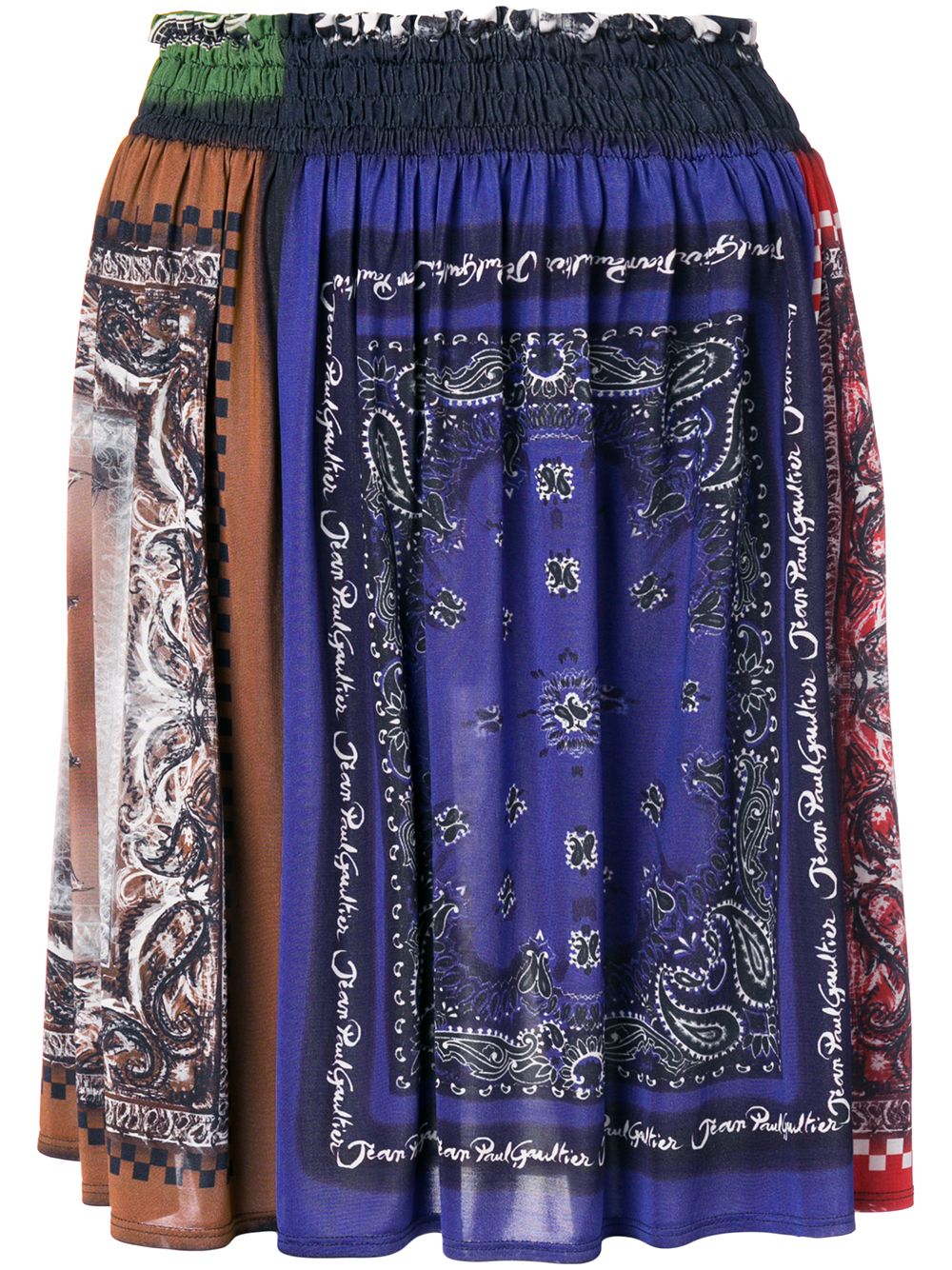 Jean Paul Gaultier Pre-Owned 古着手帕印花褶饰半身裙 - 蓝色