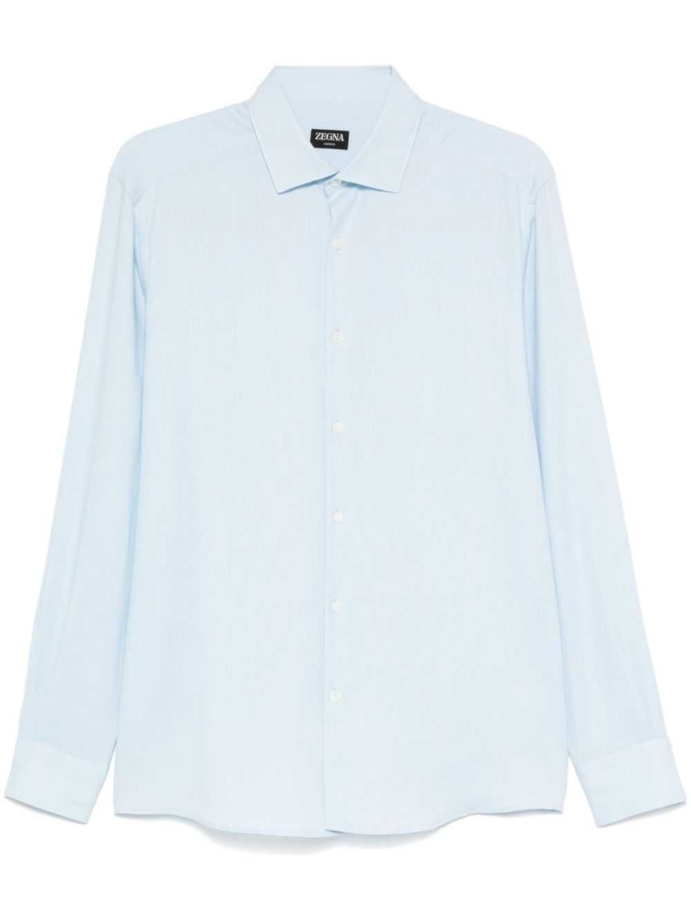 Zegna 宽领衬衫 - 蓝色