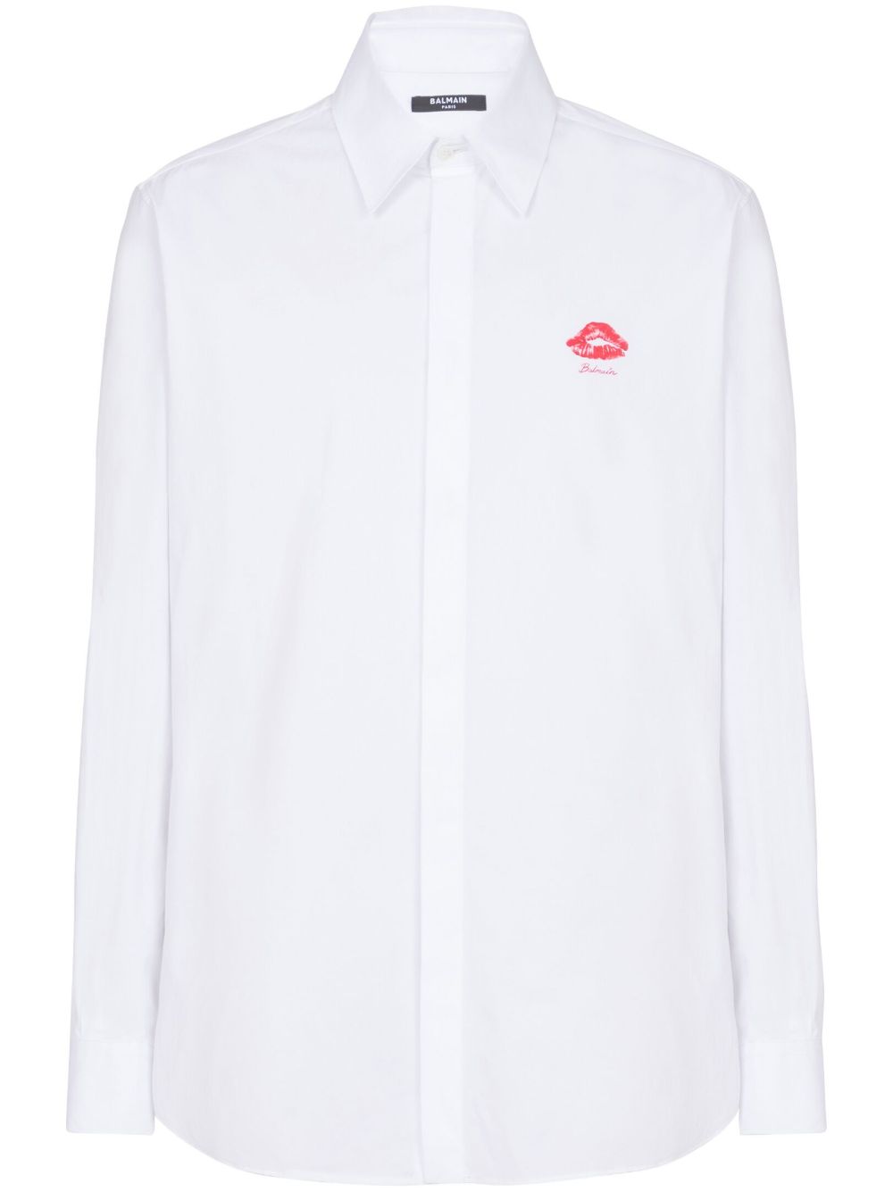 Balmain 唇印logo印花府绸衬衫 - 白色