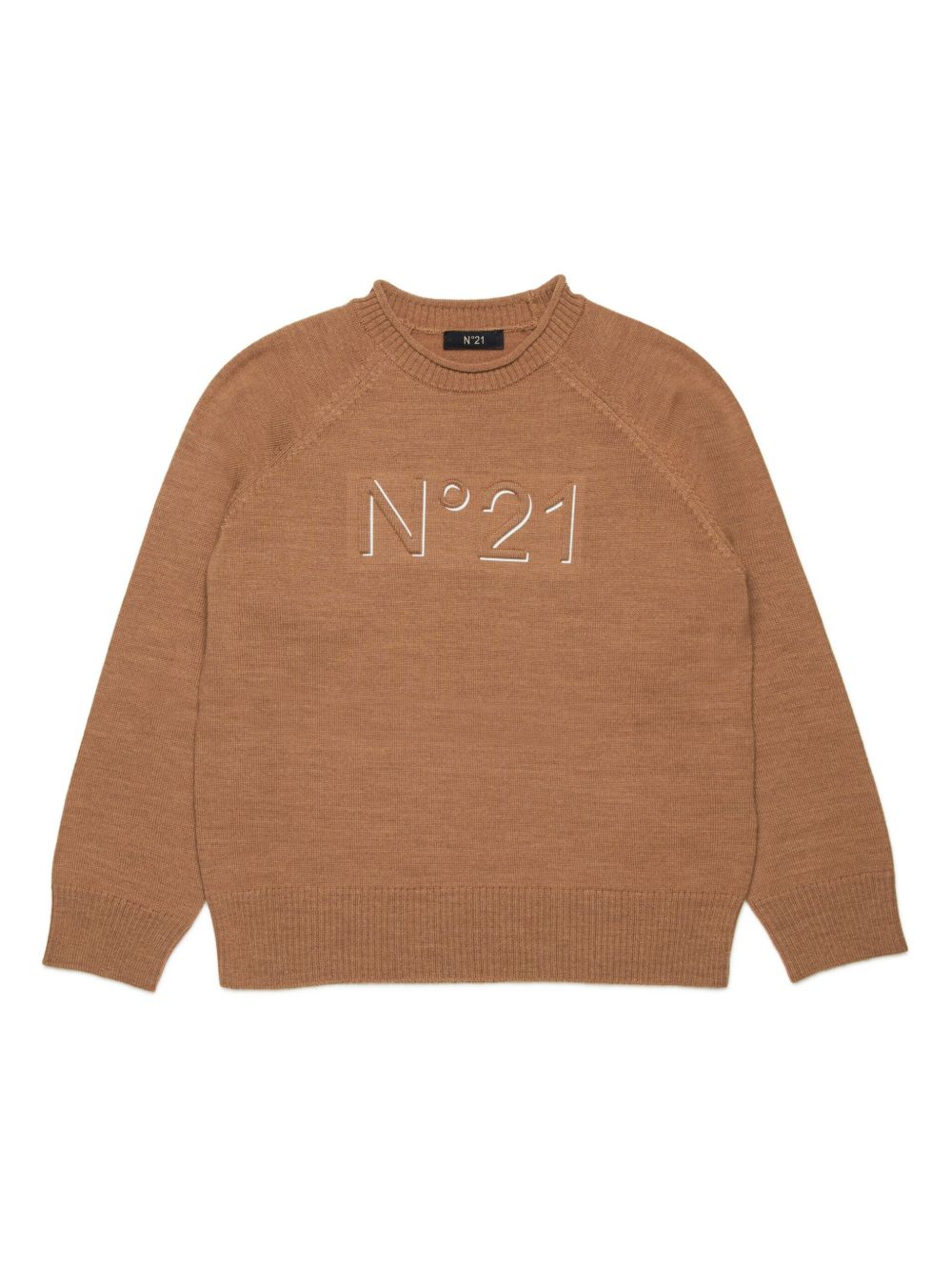 Nº21 Kids logo压纹毛衣 - 褐色