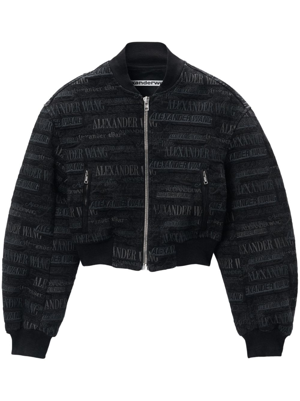 Alexander Wang logo刺绣飞行员夹克 - 黑色
