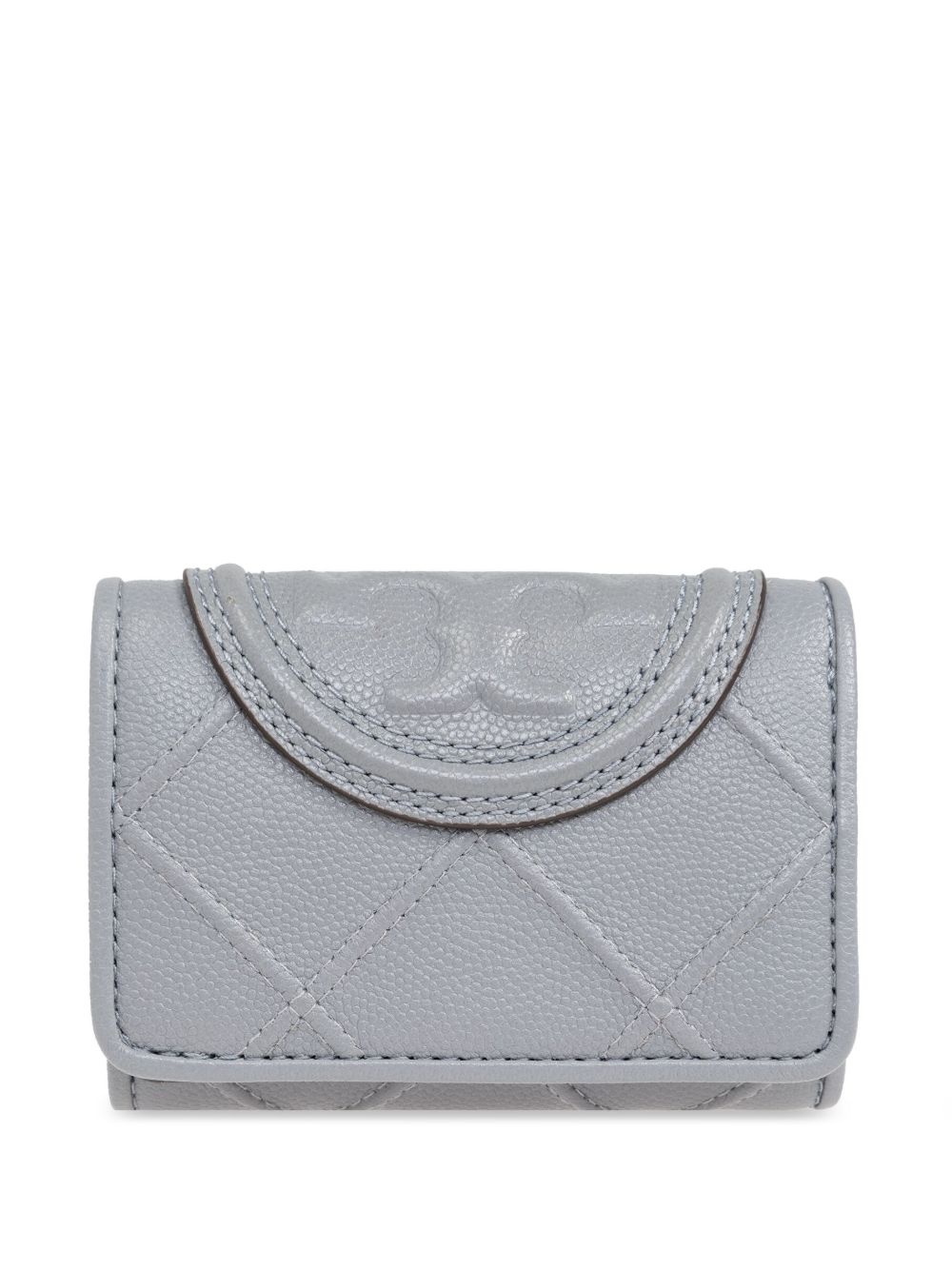Tory Burch Double T 压纹皮质钱包 - 灰色
