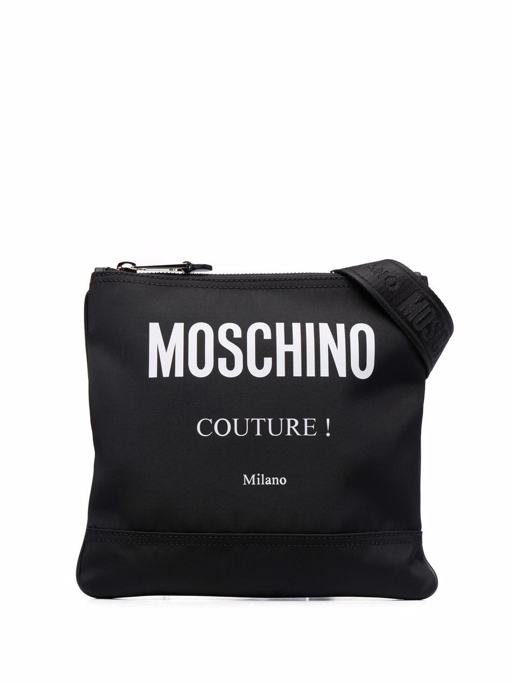Moschino 莫斯奇诺 logo印花拼接邮差包 - 黑色