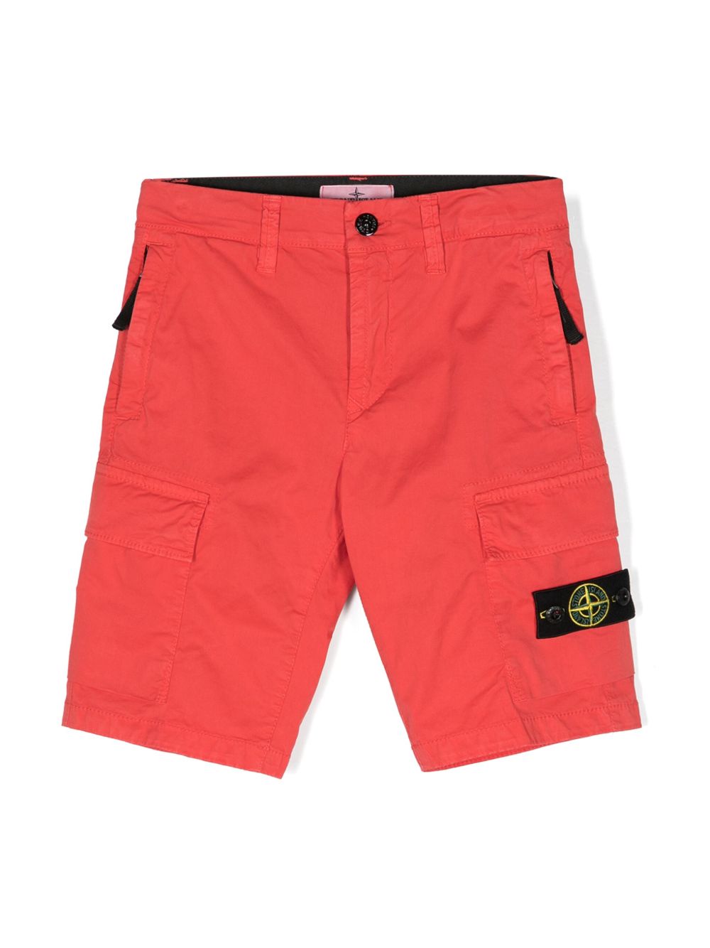 Stone Island Junior 罗盘徽章工装短裤 - 橘色