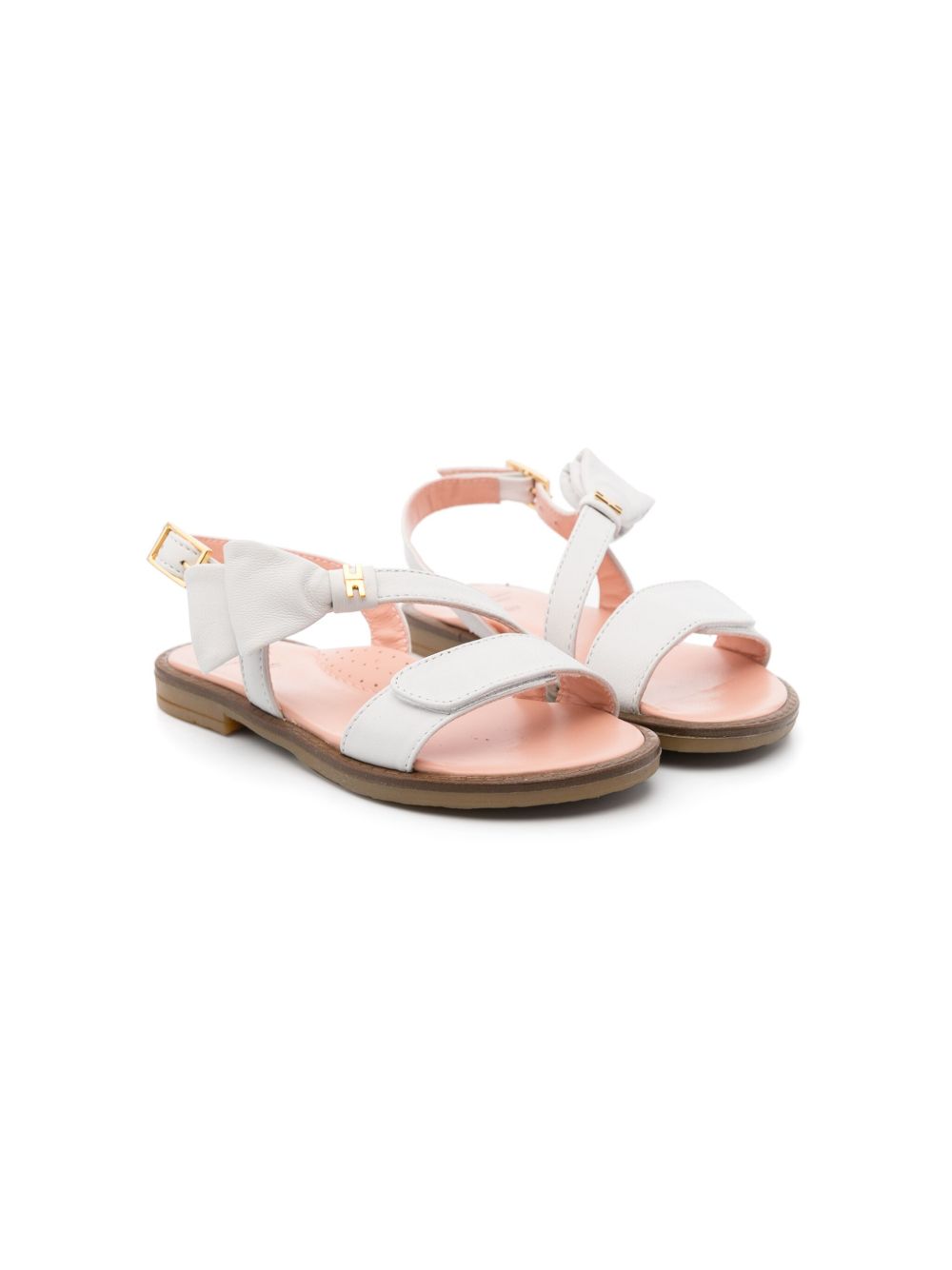 Elisabetta Franchi La Mia Bambina logo标牌皮质凉鞋 - 白色