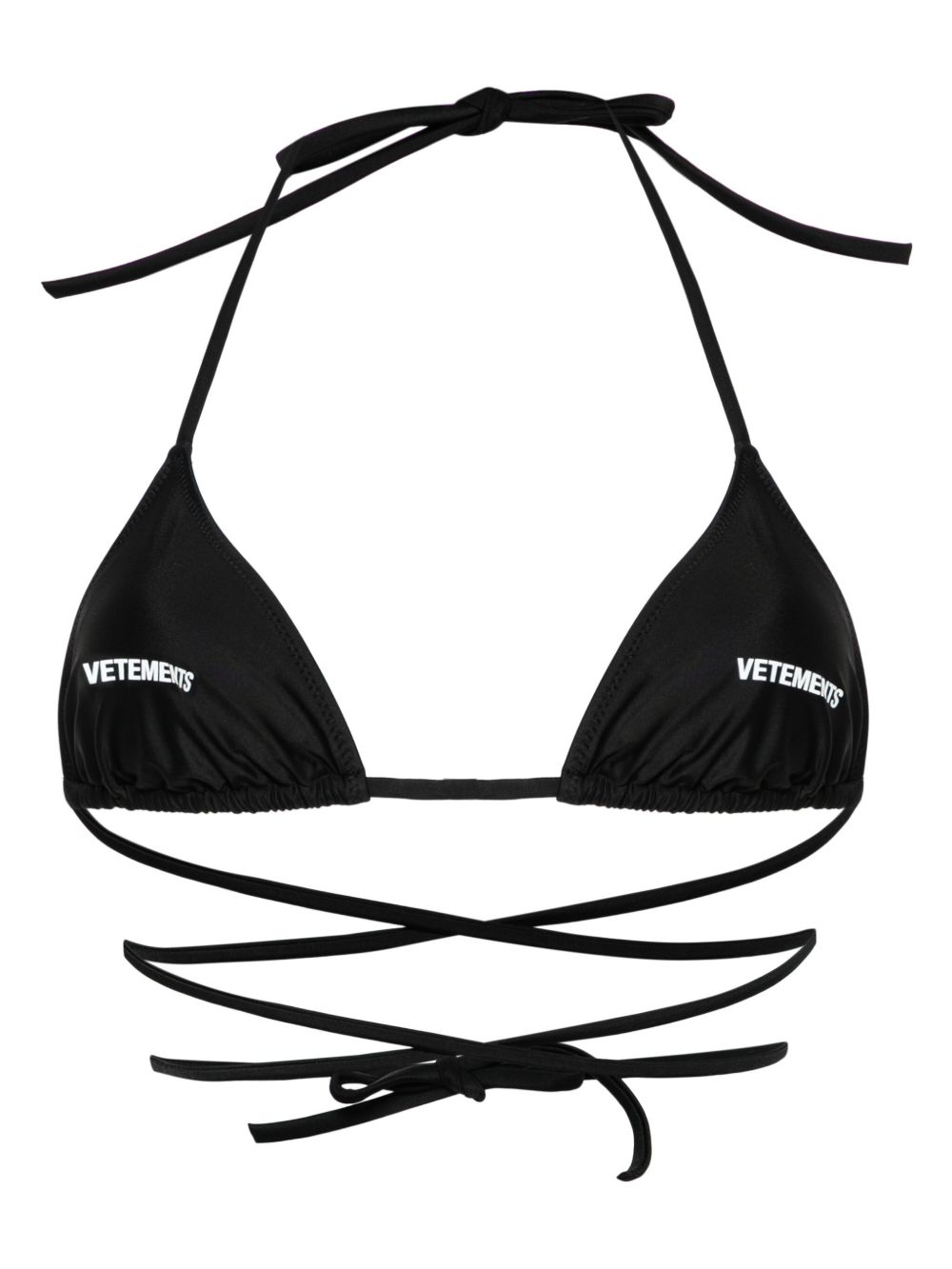 VETEMENTS logo印花三角形罩杯比基尼上装 - 黑色