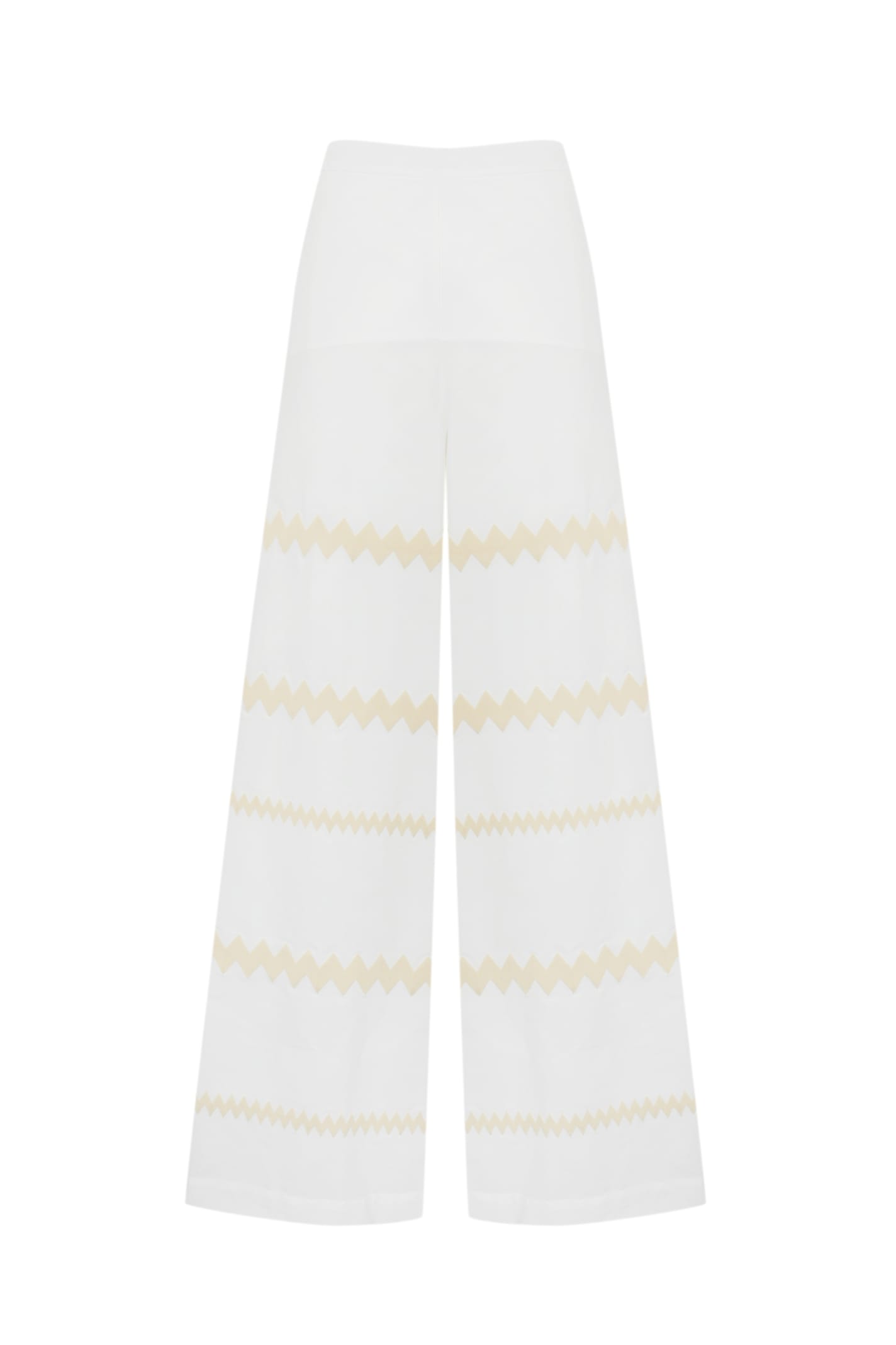 Liviana Conti Trousers With Zig Zag Embroidery In Cotton