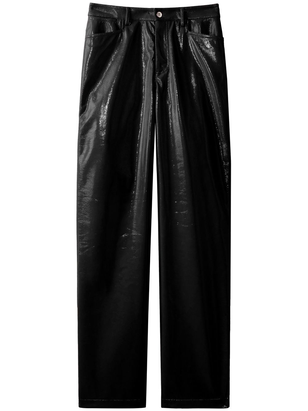 Proenza Schouler White Label 亮漆效果直筒长裤 - 黑色
